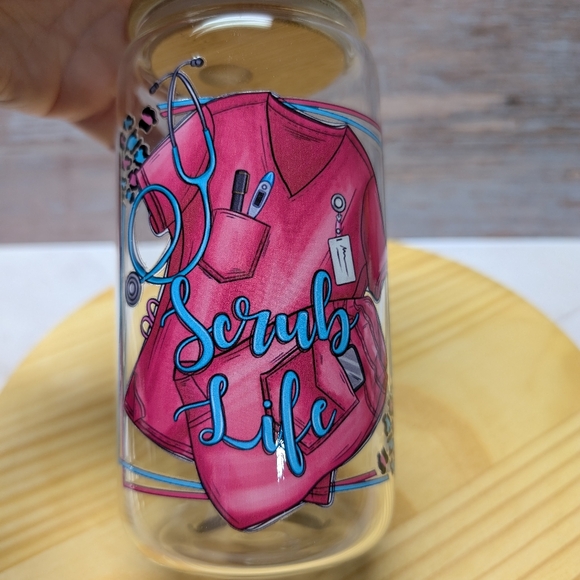 16 oz scrub life clear glass tumbler - Picture 3 of 3